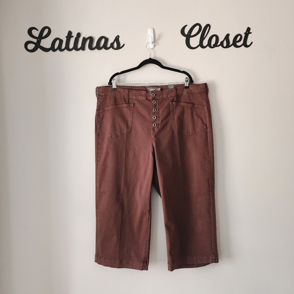 Torrid‎ Crop Wide Leg Stretch Twill Hugh Rise Pant Size Plus 24 NWT - Picture 3 of 12